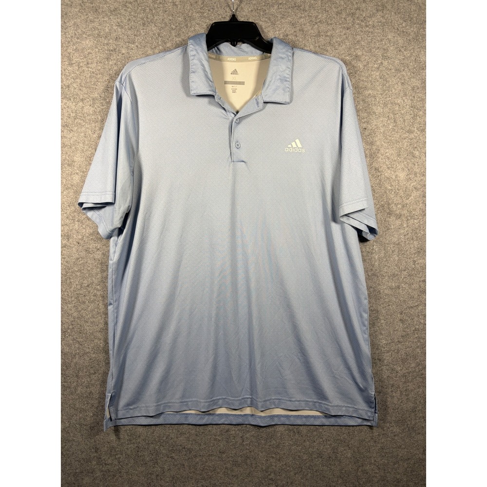Adidas Golf Mens‎ XL Polo Shirt Light Blue Micro Dot Short Sleeve Performance